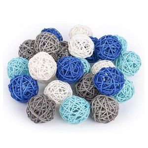 DomeStar 24PCS Blue Decorative Balls for Bowl Centerpiece, 2 Inch Rattan Ball...